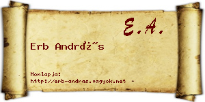 Erb András névjegykártya